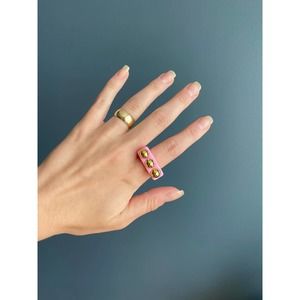 y2k pink/gold square chunky bar ring, 8